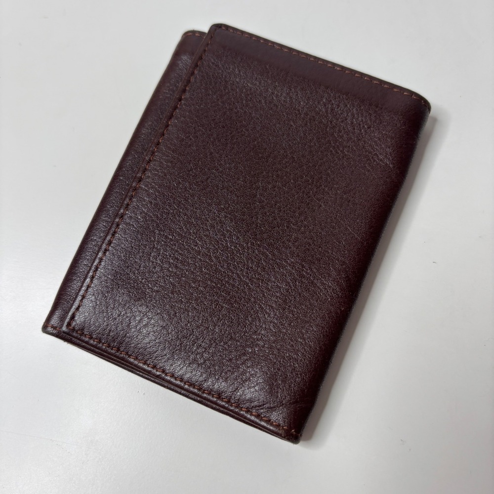 Vintage Hickok USA Mens‎ Dark Brown Pebbled Leather Trifold Wallet Cowhide Gift
